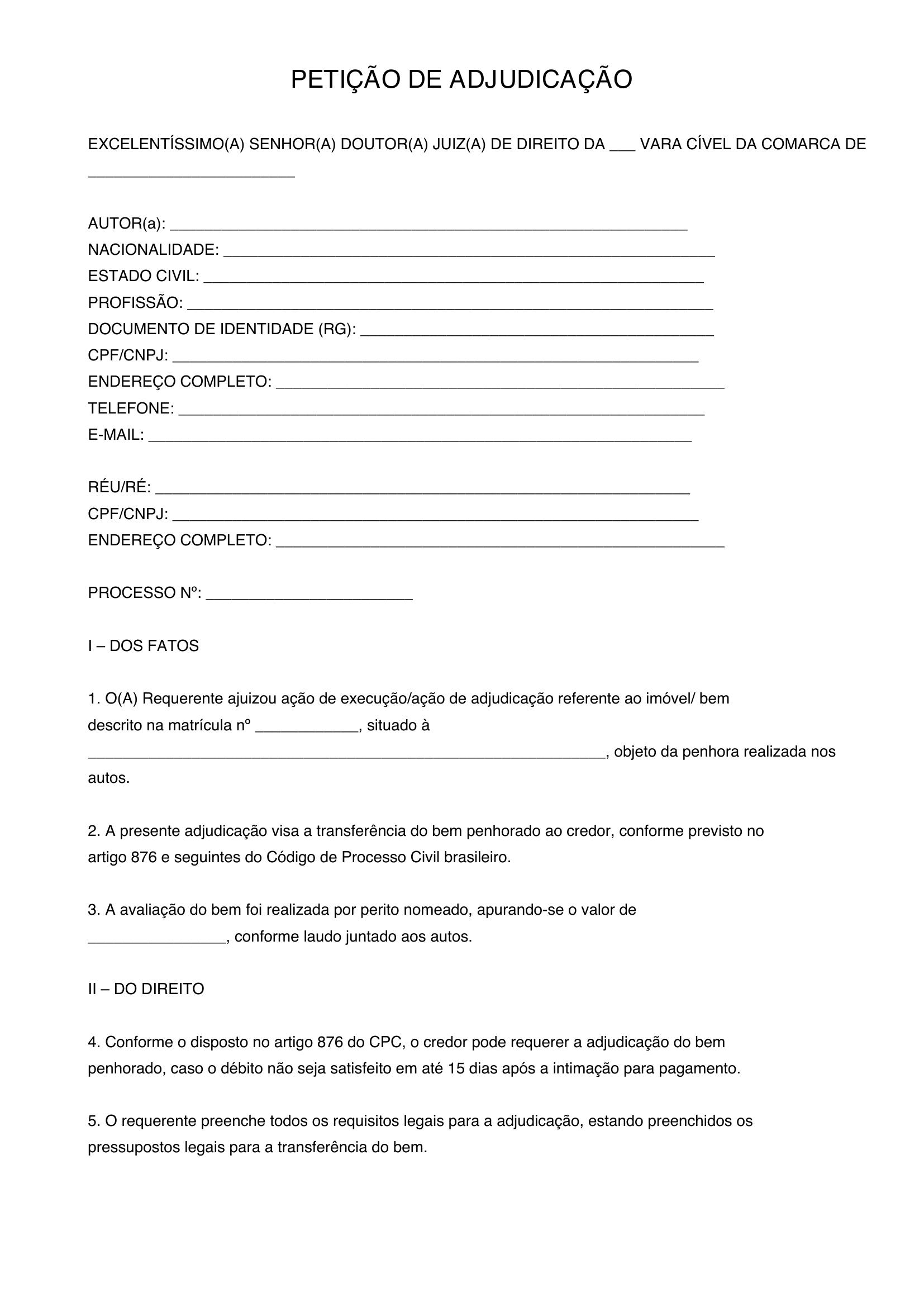 Modelo De Adjudicação