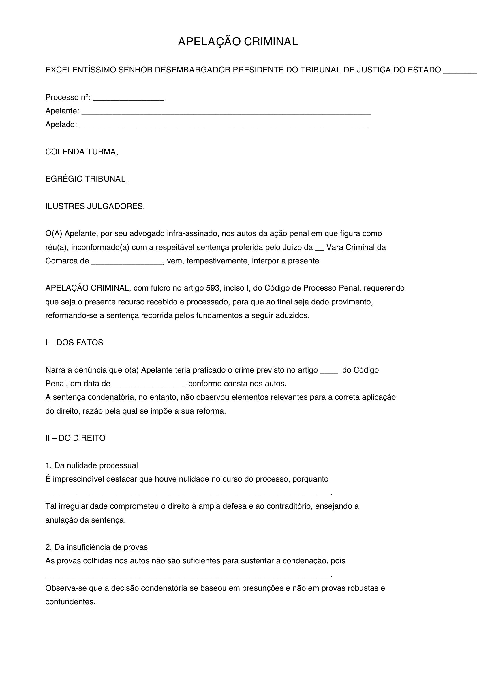 Modelo De Apelação Criminal