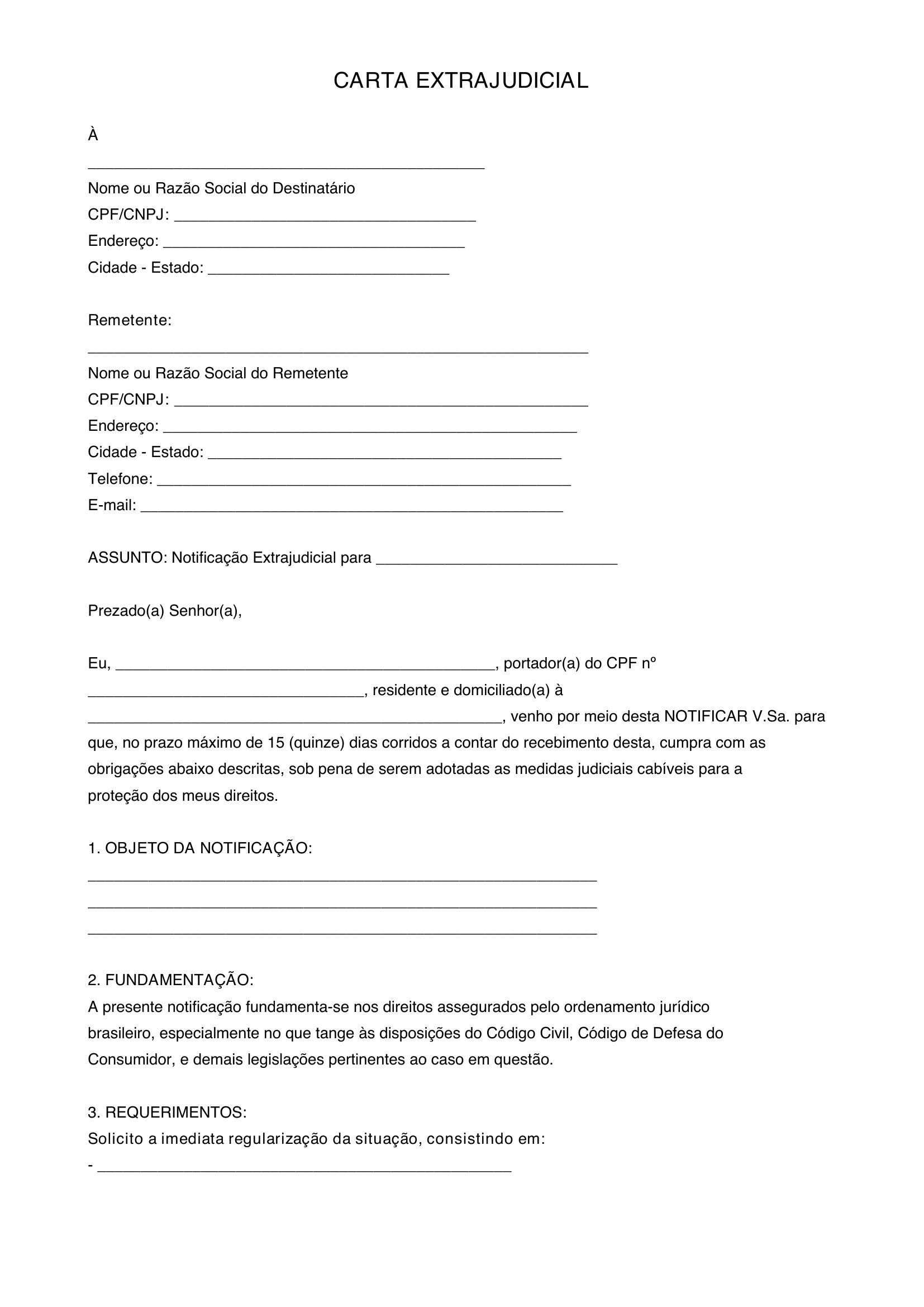 Modelo De Carta Extrajudicial