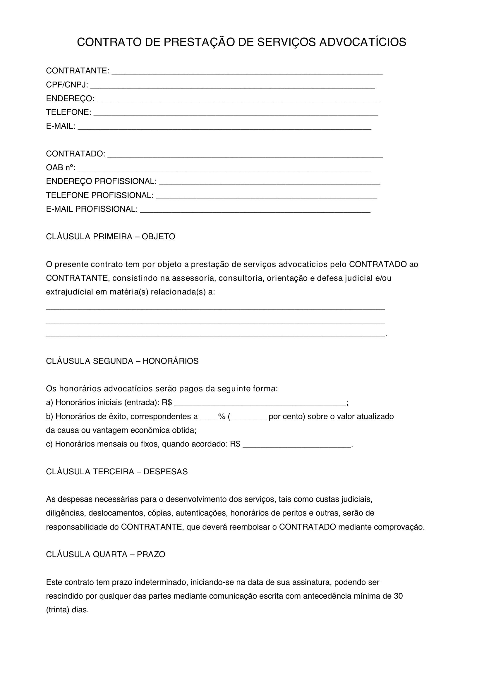 Modelo De Contrato Advocaticio