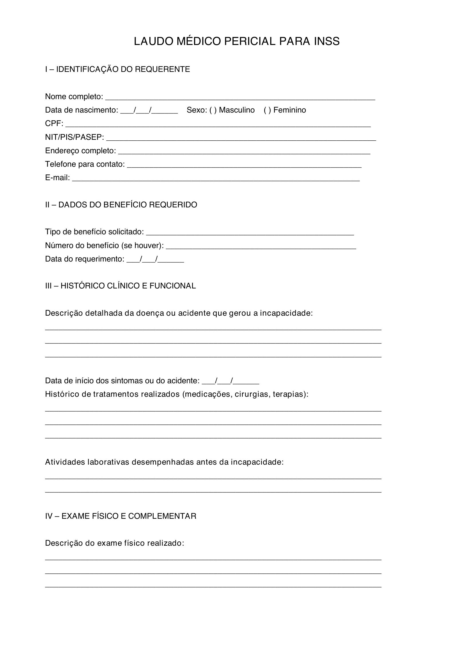 Modelo De Laudo Para Inss