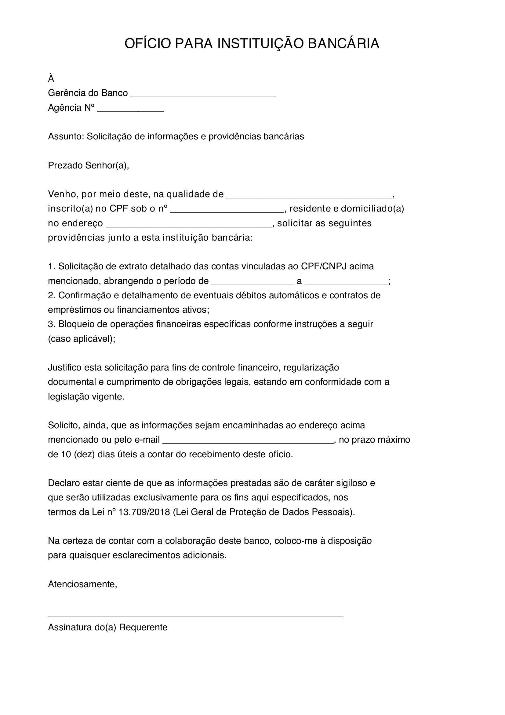 Modelo De Oficio Para Banco
