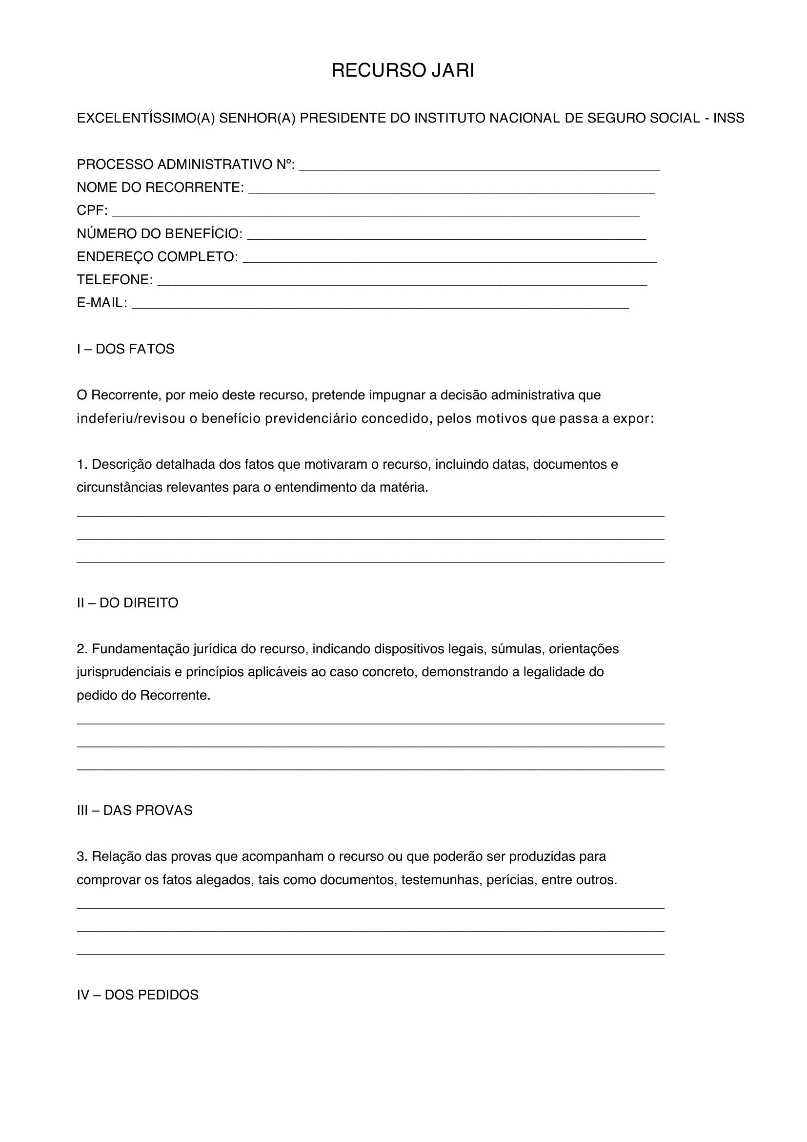 Modelo Recurso Jari